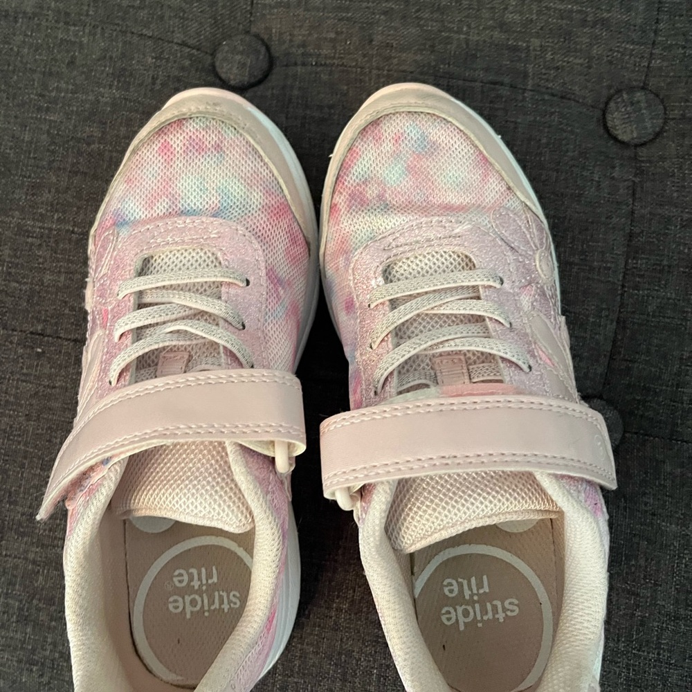 Stride Rite Kids' Pink Tie-Dye Sneakers -13.5Wide (hard to find Wide in 1/2 size